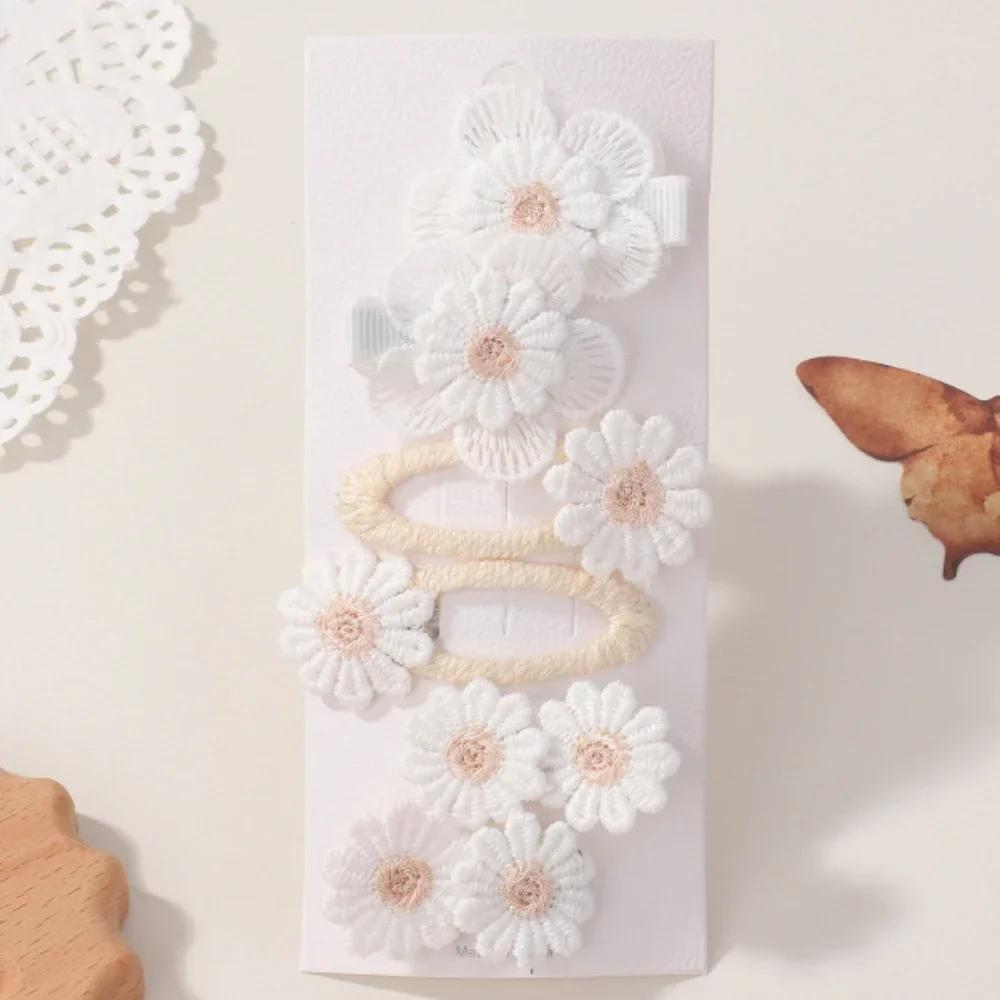 

BABY BOWS 6PCS Cute Daisy Flower Hair Clips Bangs Hairpins for Kids Lace White Barette Princess Hairgripes Hair Accessories