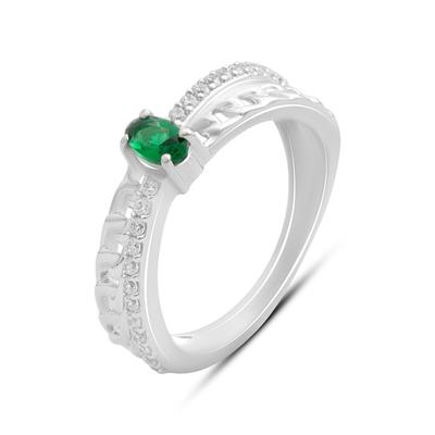 Ασημένιο δαχτυλίδι με νανο σμαράγδι 0.518ct, βάρος αντικειμένου 2,61 γρ (2192138)