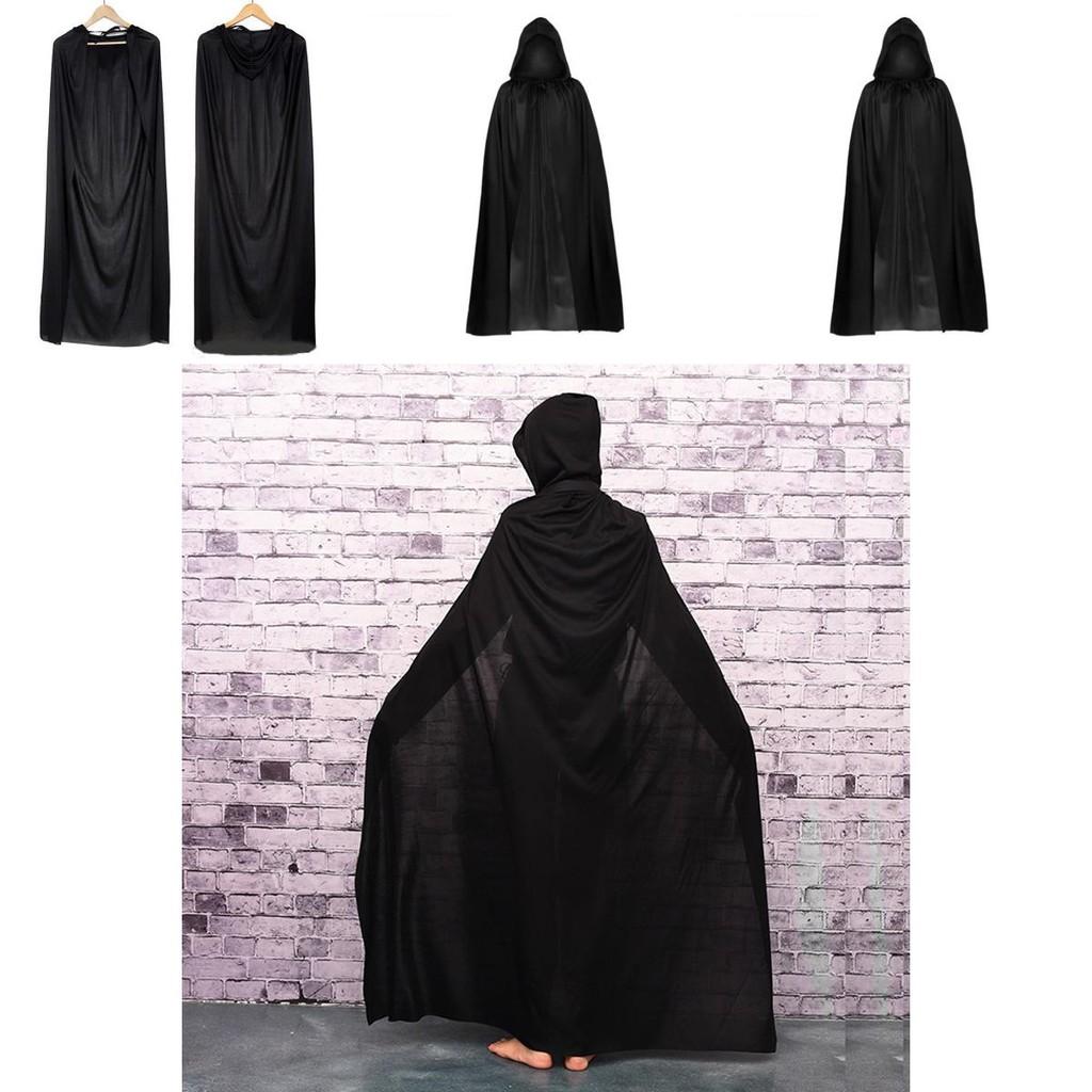 Mantello di Halloween Cosplay Mietitore Vampiro Strega Mago Veste Festa Adulti Bambini Mantello Nero Mantello