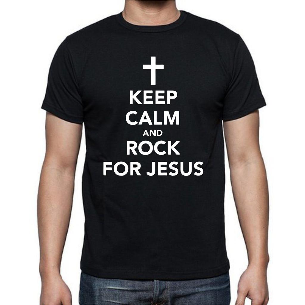 Keep Calm And Rock For Jesus Music Metal T Shirt Tee
