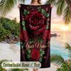 Roses Elegance 4 Theme Quick Dry Beach Towel Custom Name Text Print Large Sand Resistant Towel Beach Vacation