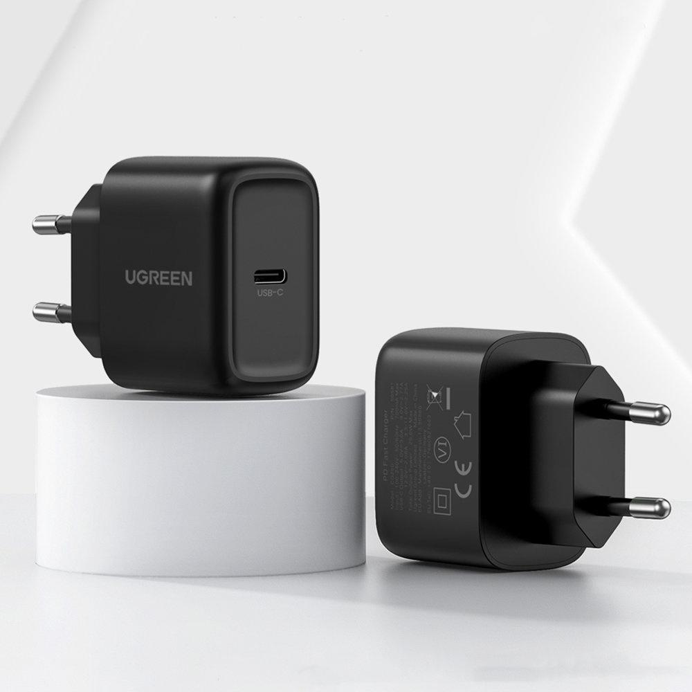 Ugreen 25W USB-C PD Fast Wall Charger with 6.6ft USB-C Cable, Black (Model 50581)