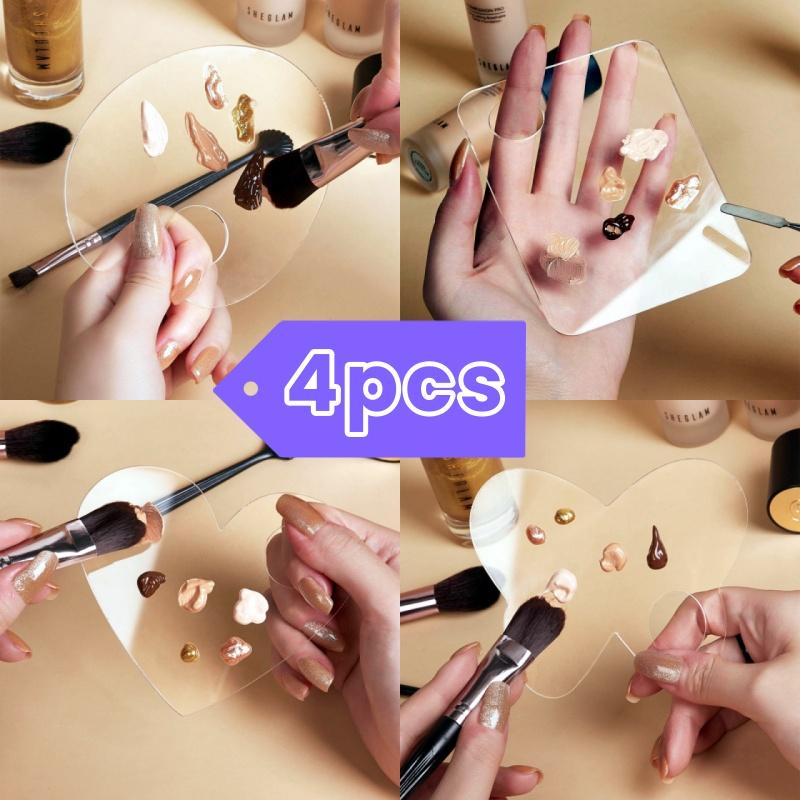 Acrylic Foundation Art Palette Square Heart-Shaped Cosmetic Liquid Mixing Plate Portable Makeup Blending Tool for Travel Daily