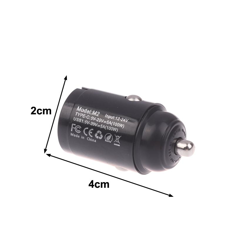

USB Type C Car Charger Max 100W Mini Car Charger Fast Charging Head Dual-Port Mobile Phone Car Charger