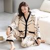 New Pajamas Women's Spring and Autumn Pure Cotton Long-sleeved Thin High-end Cardigan Large-size Loungewear Set