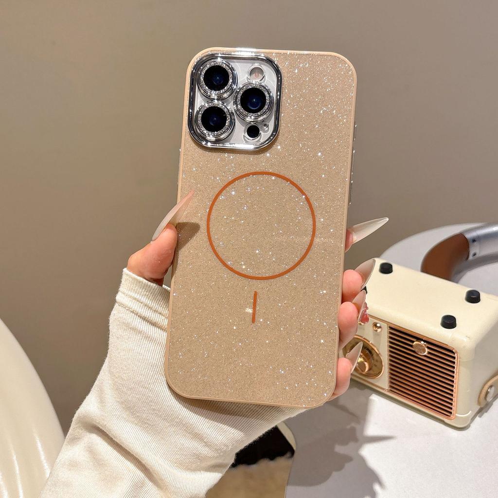 Glitter Powder Thin Circle Magnetic Suction Case Suitable for Apple 16e Mobile Phone Case IPhone 15 Anti Fall and Scratch Proof All Inclusive Soft