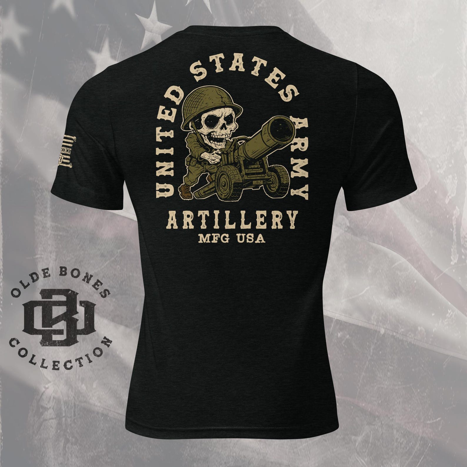 Army Field Artillery Skull T-Shirt, Veteran Military Graphic Tee 2XL
