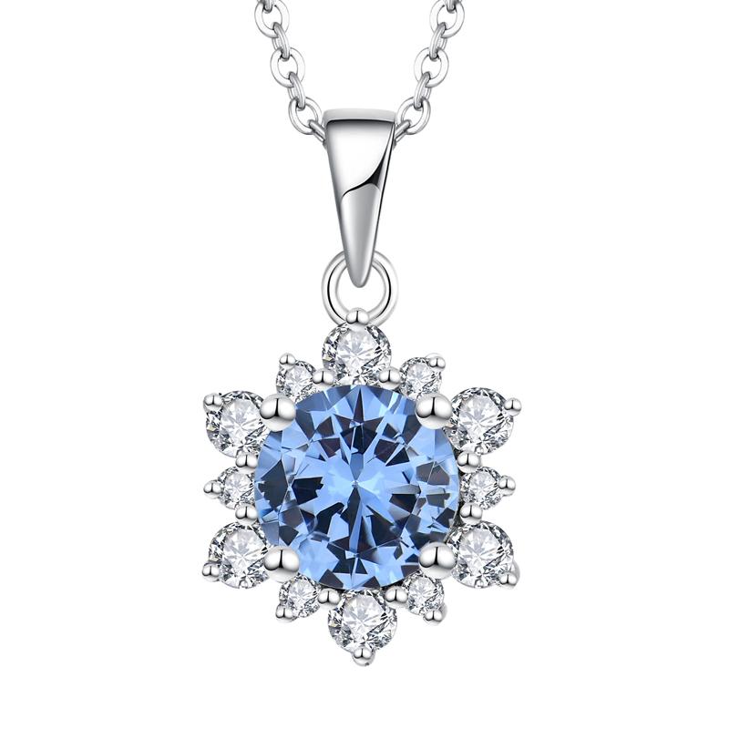 Fine Sapphire Round Gemstone Pendant Silver Colorful Zircon 925 Silver Fashion Jewelry Women Necklaces Zircon Pendant