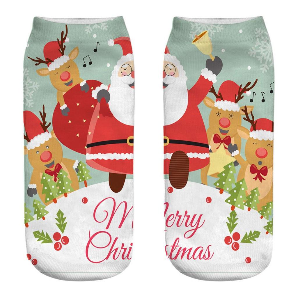 Casual Work Business Sokker 3D Christmas Santa Elk Printing Medium Sports Socks