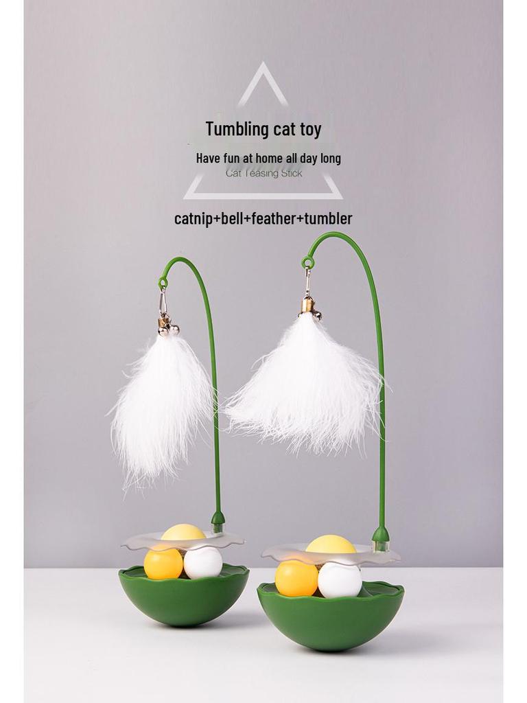 Cat Teaser Stick & Tumbler Toy: Gall Fruit Turntable for Boredom Relief, Bite-Resistant Kitten Play.
