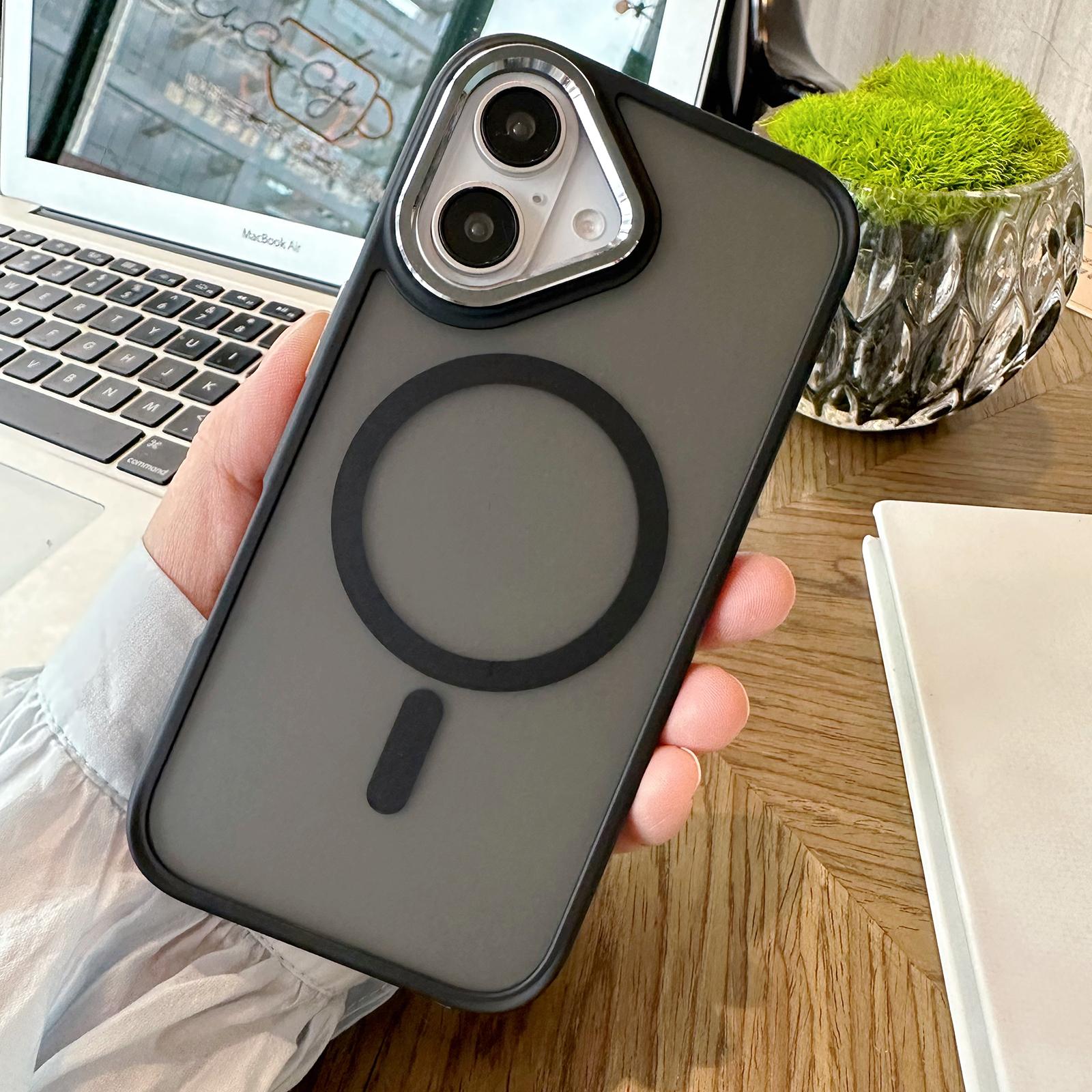 

For iPhone 16 Case Compatible with MagSafe Colored Edge PC+TPU Phone Cover