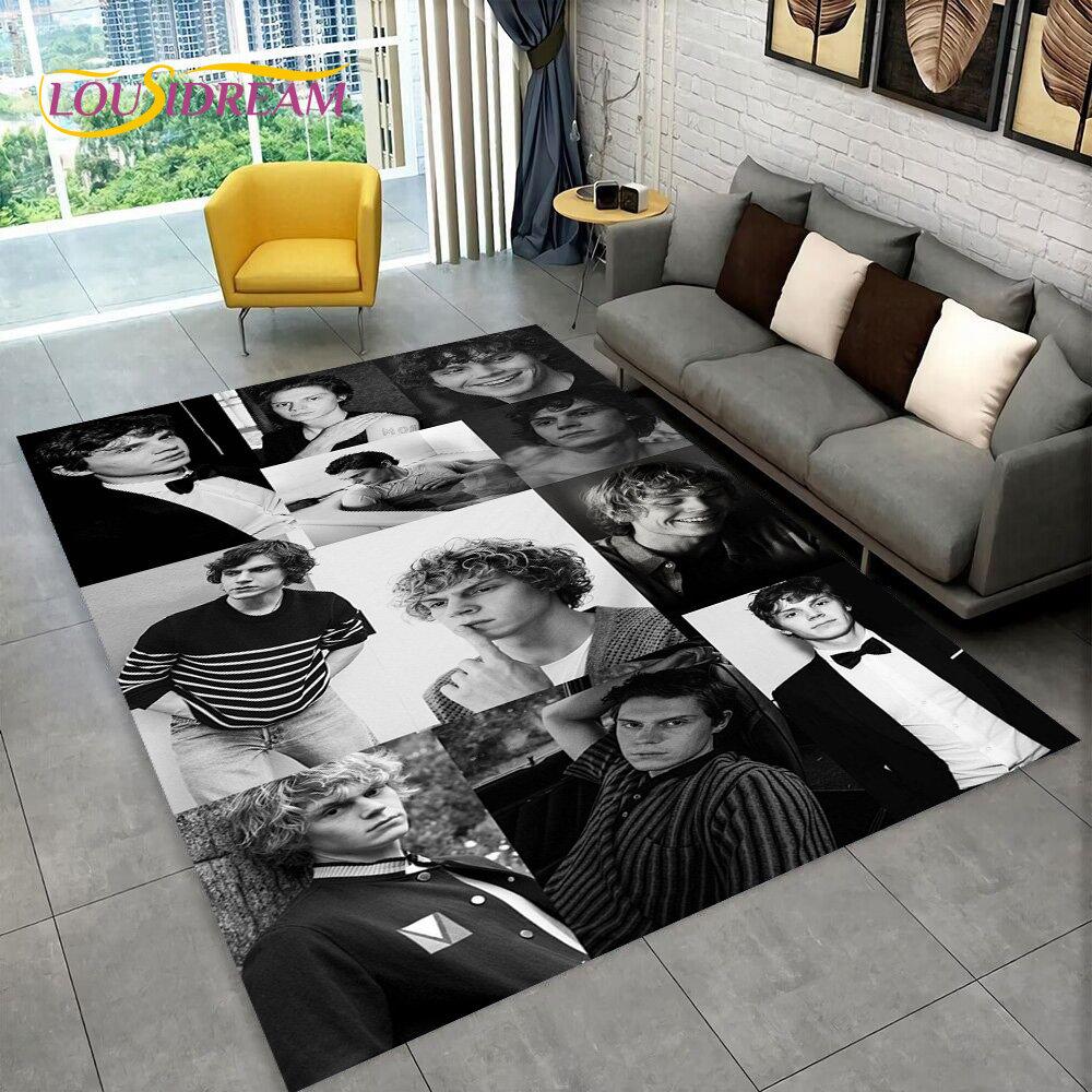 Cute Evan Peters Movie TV  Actor Area Rug,Carpet Rug for Home Living Room Bedroom Sofa Doormat Decor,kids Non-slip Floor Mat 3D