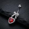 Stainless Steel Hypoallergenic Navel Belly Button Rings Cute CZ Heart Bow Decor Body Jewelry for Summer Beach Wear