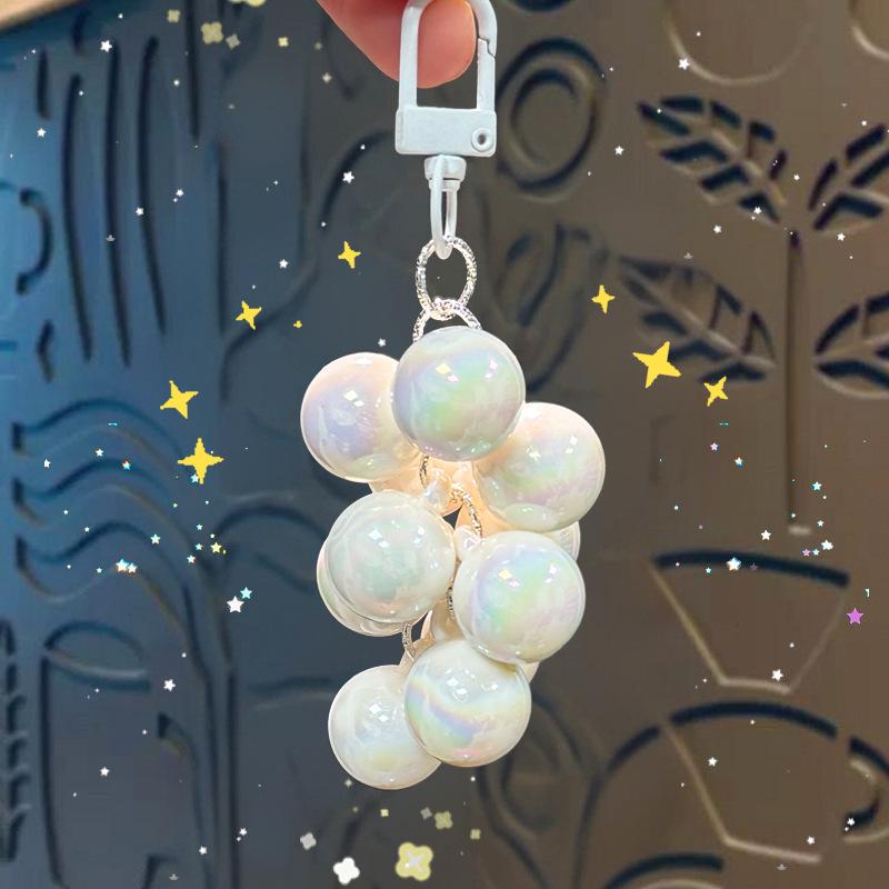 Creative Translucent Crystal Grape Cluster Keychain - Cute Backpack Pendant & Car Accessory