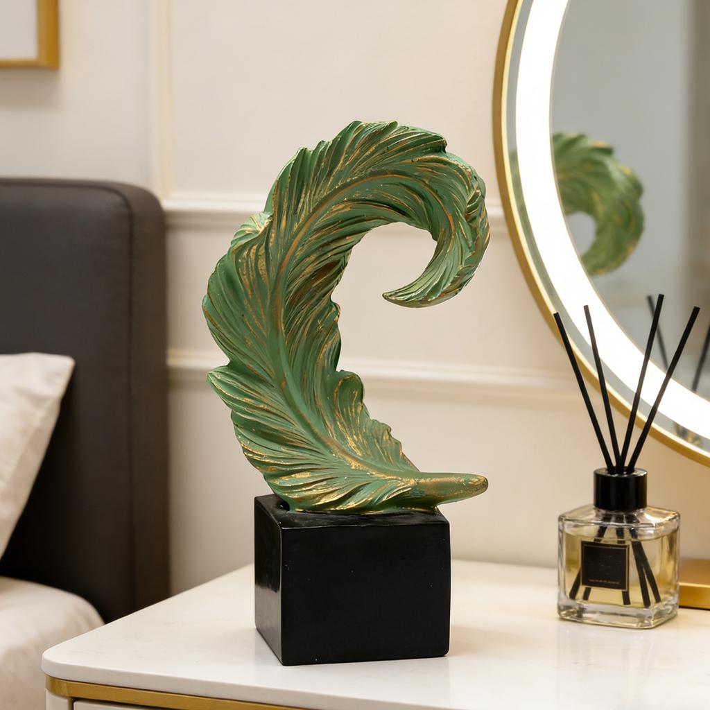 Ornamenti Piumati Eleganti per l'Ingresso Scultura Astratta in Resina con Base per Tavolino Ufficio Decorazione per la Casa