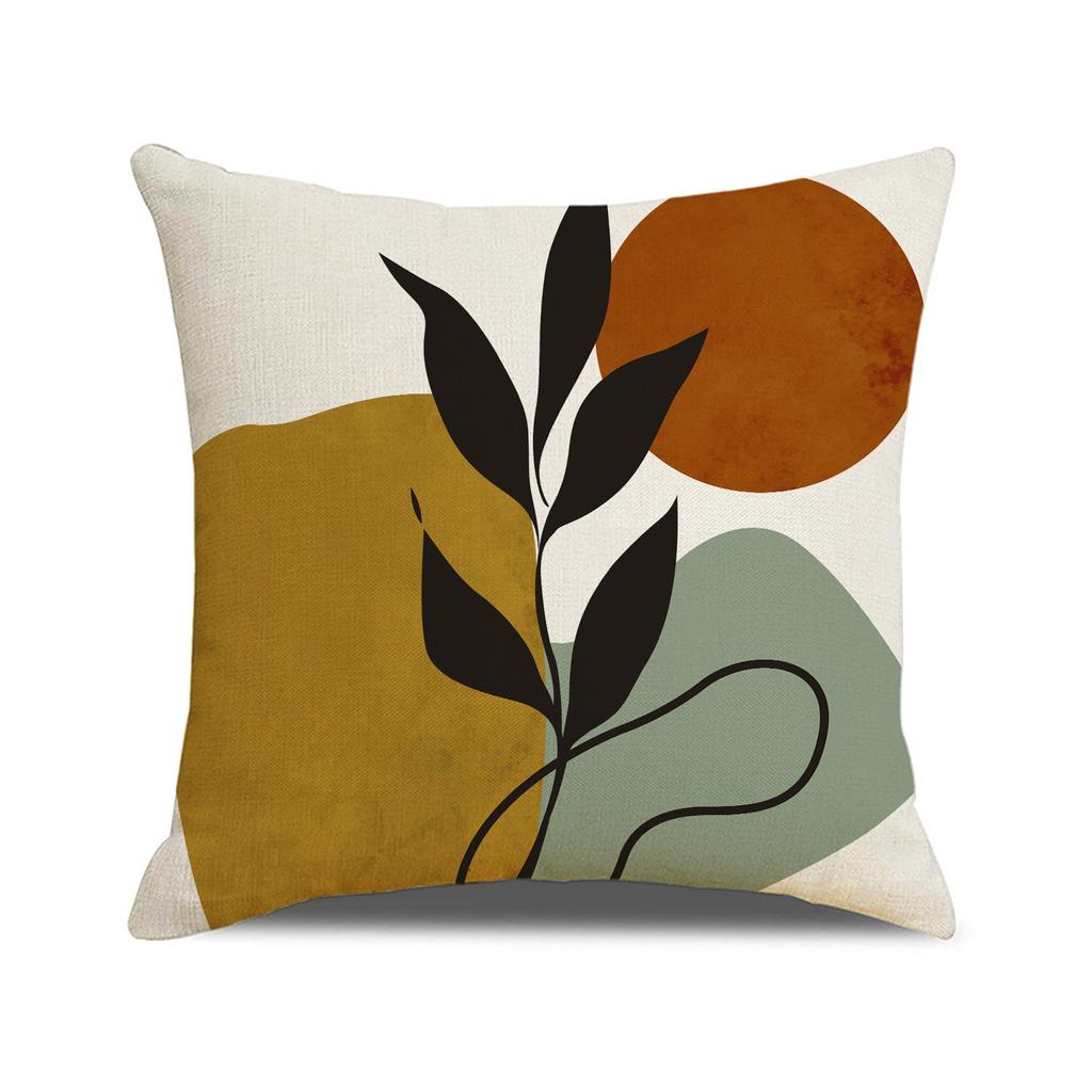 Nordic Ins Pillow Case Olive Leaf Sunset Print Decorative Linen Cushion Living Room Versatile Soft Furnishing Sofa Cushion