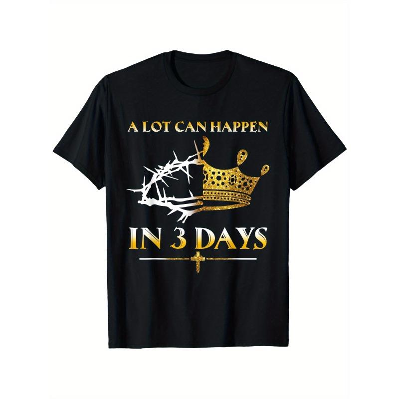 European Size Unisex Easter T-shirt Crown and cross crew neck, regular shape Multi-size Machine washable Ideal for leisure and outdoor activities