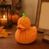 Orange Retro Heimdekoration Halloween Kürbis Ente Figur, 3D Gedruckte Niedliche Herbst Saisonale Raumdeko Statue, Herbst Erntedankfest Schreibtisch Ornament,
