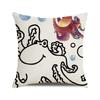 Watercolor Illustration of Octopus Squid Digital Printing Short Plush Pillow Covers for Car Sofa Office Cushion Cover Home Goods