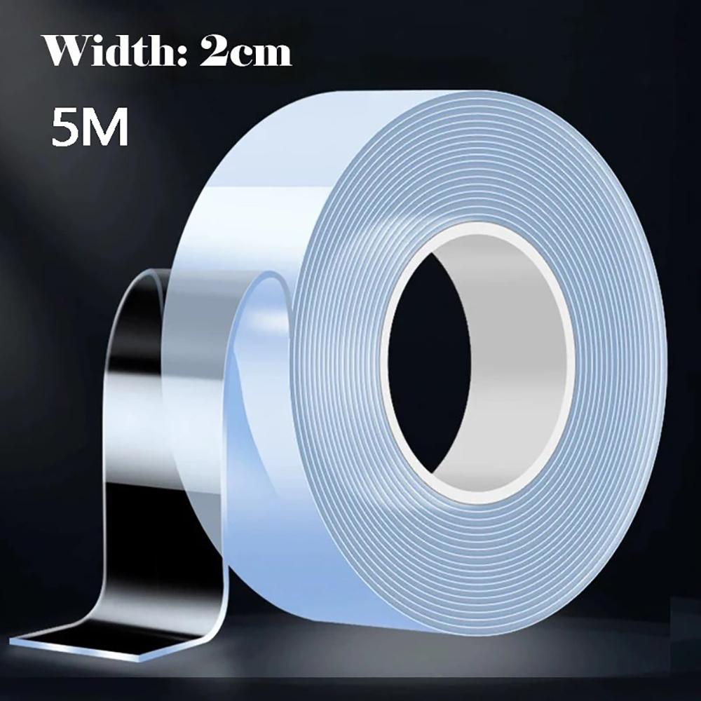 Nano Double Sided Tape Super Strong Adhesive Transparent Reusable Waterproof Heat Resistant Removable for Kitchen Bathroom Home