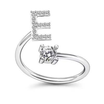 Zirkon Anfangsbuchstabe A-Z Buchstabenringe für Frauen Mädchen Verstellbarer offener Ring Name Alphabet Weiblich Hochzeit Modeschmuck Geschenk
