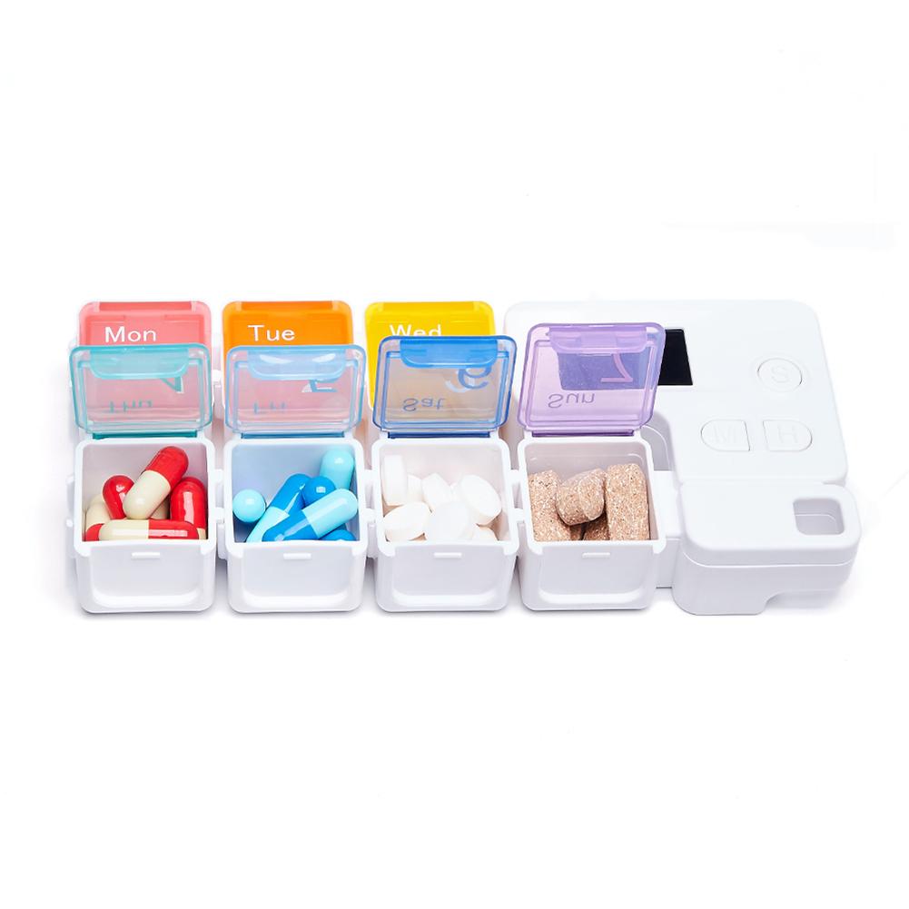 7-Day Pill Organizer Box Smart Medicine Storage Timer Weekly Pills Drug Container Alarm Box Weekly Pill Drug Container