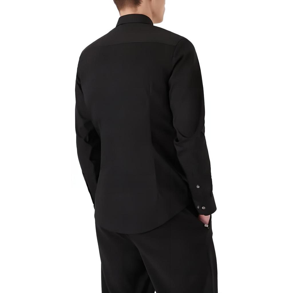 Emporio Armani Solid Color Point Collar Single-Breasted Fitted Long Sleeve Shirt Men shirts Black 8N1C091N-I9Z1-0999