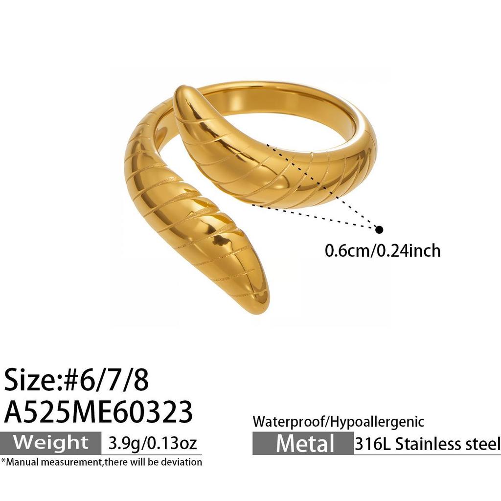 18K Gold Plated Geometric Stainless Steel Open Finger Ring Set
