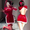 Chinese Style Cheongsam Christmas Cosplay Lingerie Sets Santa Dress Lace Chemises Sleepwear Velvet Nightgowns Porno Bar Uniform