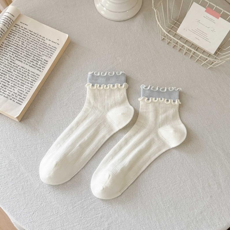 

Summer Lightweight Ankle-length Ballet-style Mesh Open-weave Earflap Pile Socks, Sweet Socks Made of Pure Cotton 1 pair белый