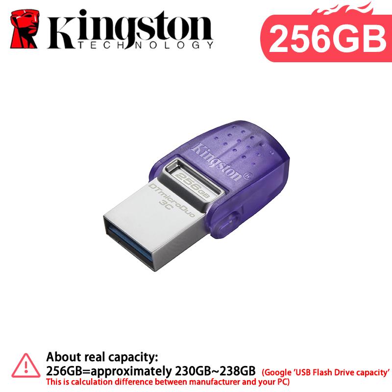 Kingston 128GB OTG Flash-Speicherstick USB 3.2 Typ-C USB-Flash-Laufwerk OTG 64GB 256GB Bis zu 200MB/s USB-A/USB-C DTDUO3CG3 Für PC/iPad/Telefon