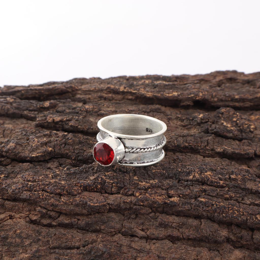 Red Garnet Jewelry, 925 Solid Sterling Silver Ring, Handmade Gemstone Jewelry Ring For Memorial Day