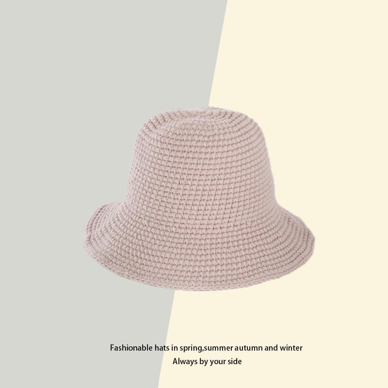 

Retro Handmade Knitted Fisherman Hat Women Autumn Winter Korean Style Warm Wool Cap бежевий