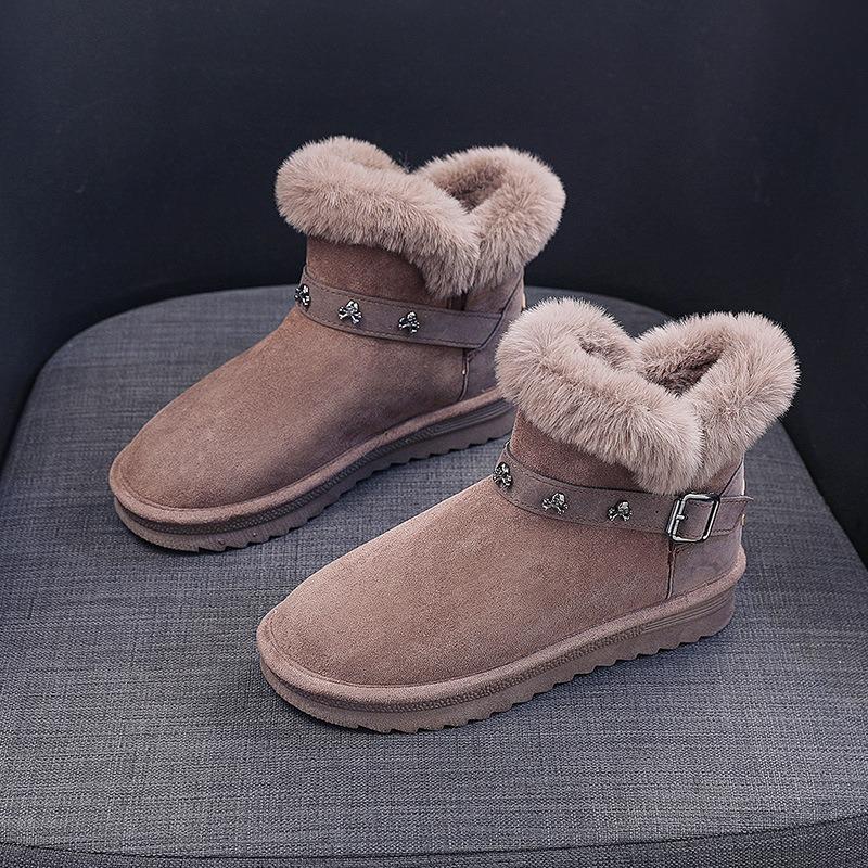 New Snow Boots Women's Short Boots Winter Fur Integrated Low Boots