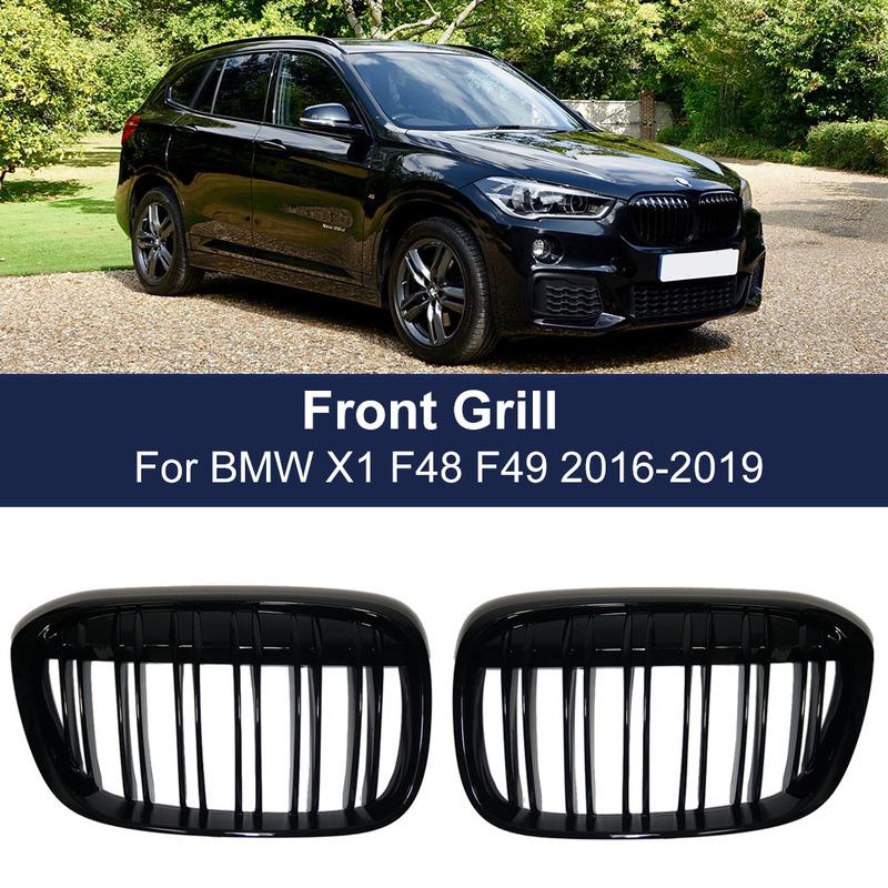 Car Front Bumper Grill Racing Grille For BMW X1 F48 F49 2016- XDrive Double Line Slat Grills M Style 51117383363 51117383364