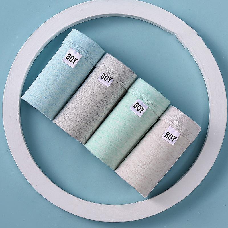 4KS Dětské jednobarevné bavlněné antibakteriální kalhotky pro chlapce Tenké měkké prodyšné slipy 3+r Spodní prádlo pro malé děti Studentské kalhotky