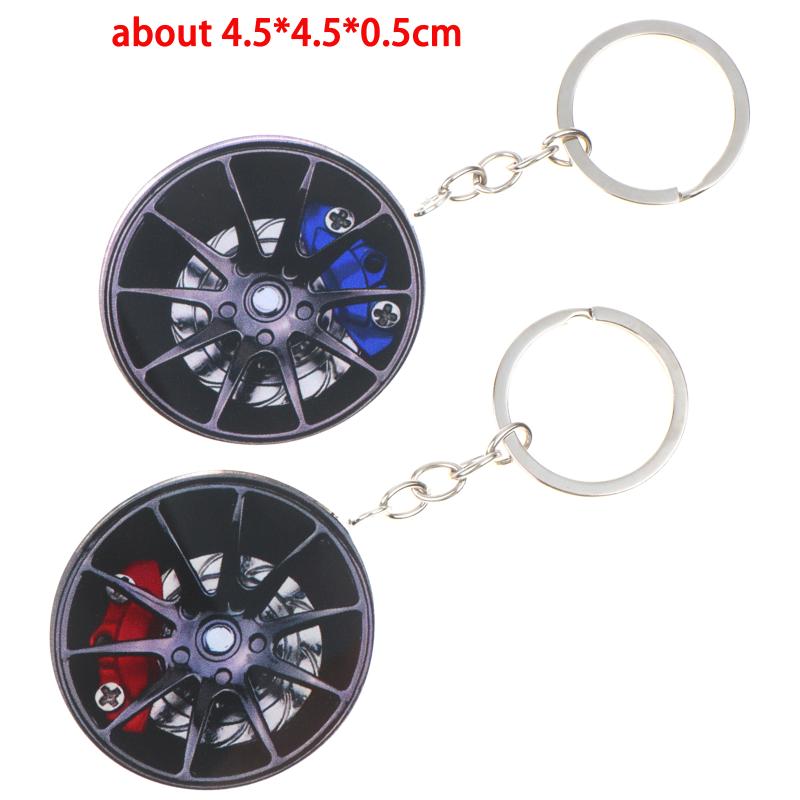 Rotatable Car Wheel Rim Keychain Clear 2D Acrylic Brake Caliper Key Ring Practical Key Accessory for Daily Commute Use