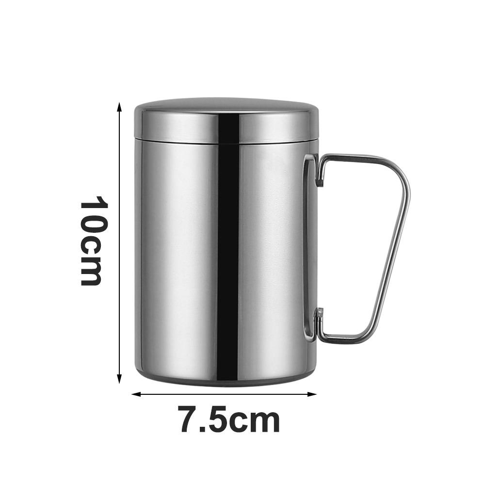 

Portable Double Wall Coffee Mug with Lid with Handle Stainless Steel Milk Tea Cups Unbreakable Tumbler Jug Office Home 200ml