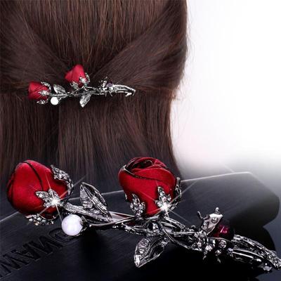 Модна заколка для волосся Кришталева троянда Квітка зі стразами Листя Шпильки Жіночий хвіст Тримач Жіночі витончені аксесуари для волосся Темперамент