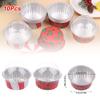 10Pcs Reusable Aluminum Foil Cup With Lid Pudding Cake Mold Air Fryer Tinfoil Box Baking Tray Tinfoil Cups Baking Pastry Tools
