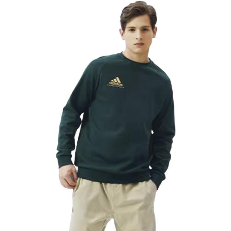 Adidas Casual Solid Color Long Sleeve Sweatshirt Men Tops Dark-Green ADICSTL06-GNG