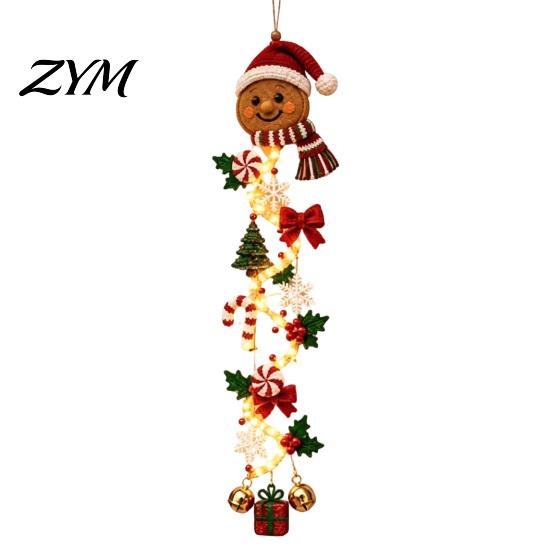 Light Up Seasonal Home Decor Glowing Christmas Door Hanger, Crochet Spiral Ornament with LED Lights, Snowman Santa Reindeer Entryway Festive
