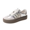Dexun shoes women's silver new spring platform heightening small lace casual retro sports board shoes