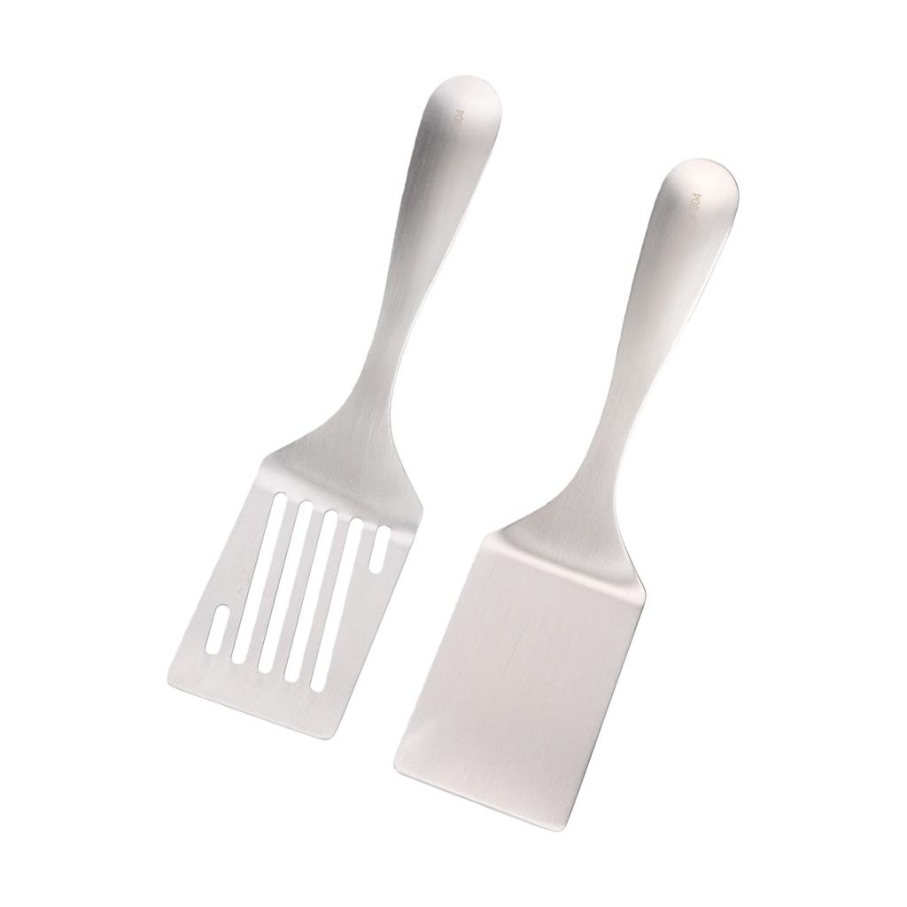 2 Pack Stainless Steel Spatulas Set Barbecue Slotted Turner Cooking Utensils for Kitchen Camping Grilling Frying