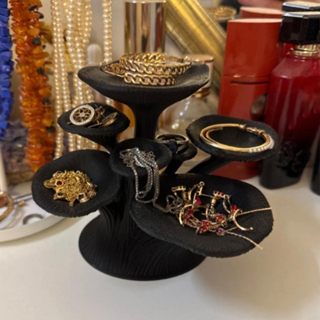 Jewelry Tray Mushroom Design Multi-Layered Mushroom Ring Holder Jewelry Tray for Necklace Bangle Earrings Home Desk Bedroom
