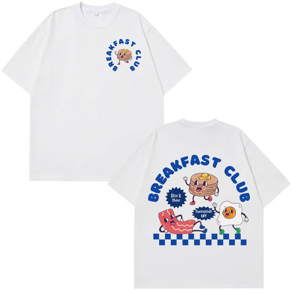 Men's and women's fashionable loose cartoon breakfast club fun cotton T-shirt