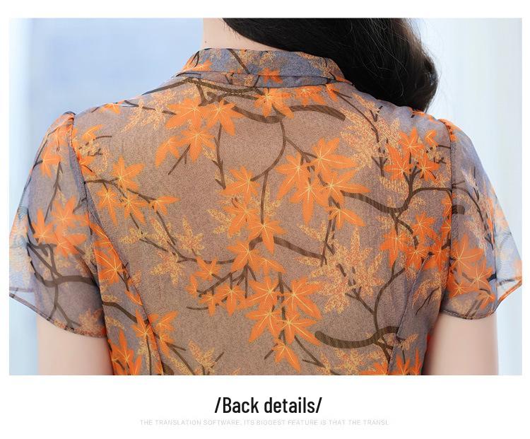 Elegant Summer Short-Sleeved Dress for Middle-Aged Women - Perfect for Mother's Day