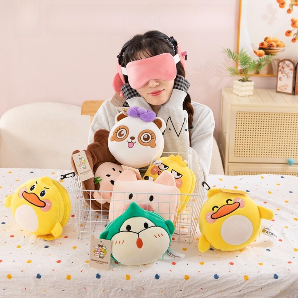 Duck Pig Panda Girl Design Multi Functional Folding Plush Pillow With Mask Eye