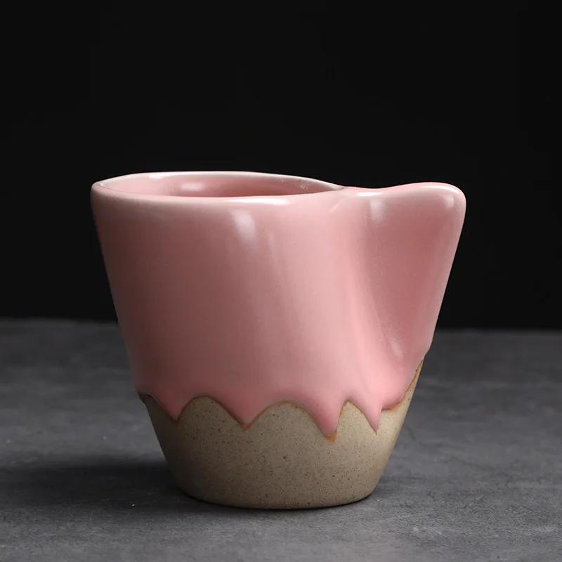 130ml Tazza da Caffè in Ceramica Creativa Tazza Espresso Vintage Ceramica Grezza Utensile da Bere per il Tè Pomeridiano Tazza da Acqua da Ufficio Regalo per Coppia