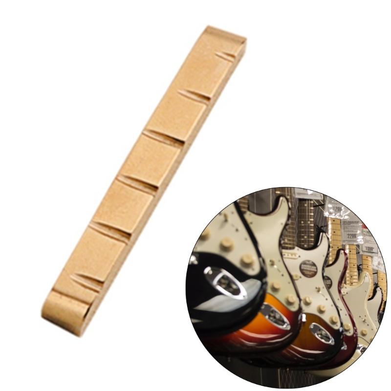 6 String Guitar Nut Saddle Premium Brass Pre-Slotted Top Nut Vintage Style Electric Guitar Accessories Flat Bottom